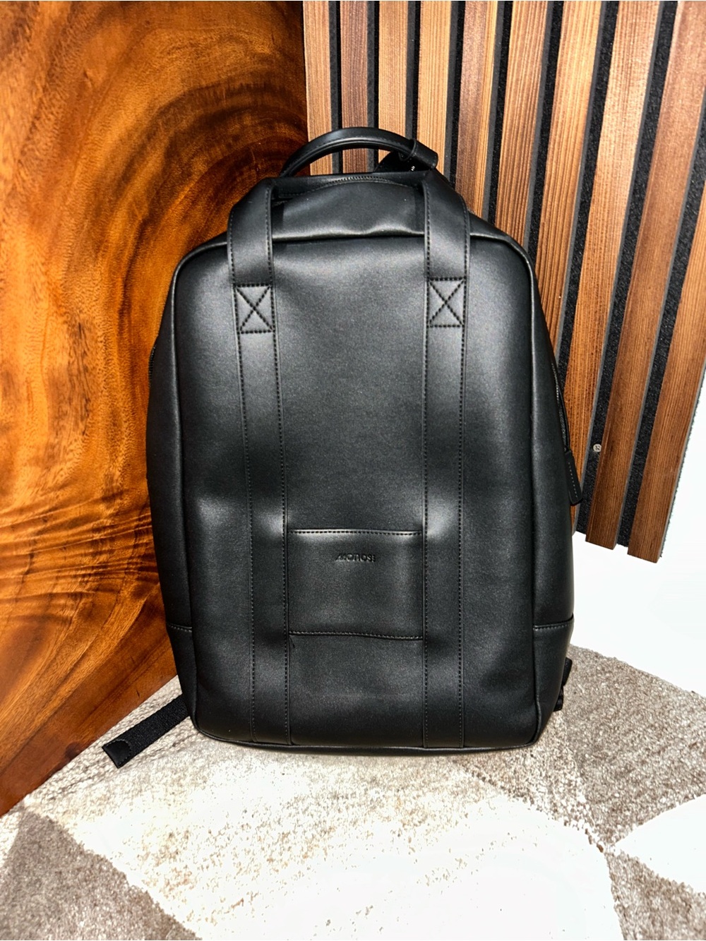 Monos Metro Backpack Carbon Black Vegan Leather Laptop Travel Bag